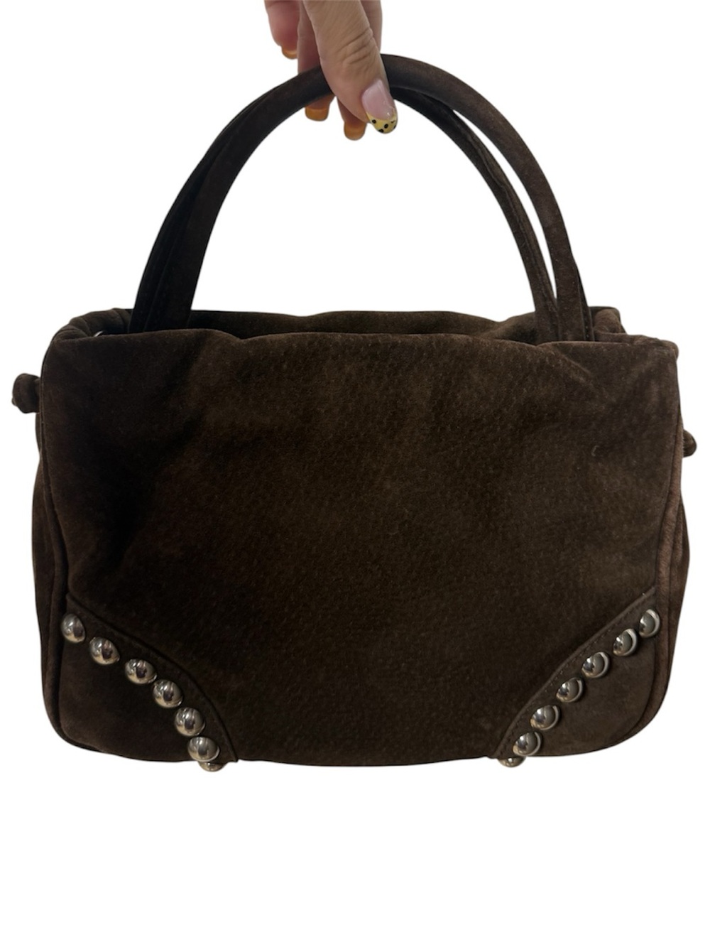 Vintage Sonia Rykiel Brown Suede Studded Handbag - Made in Italy